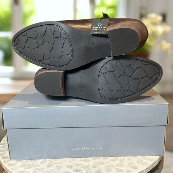 Vionic $170 Cecily Waterproof Leather Ankle Boot Dual Zip Orthotic Support Women - Picture 11 of 16